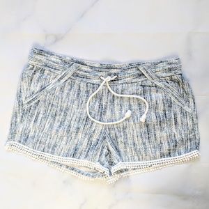 Jolt Linen Crochet-Trimmed Drawstring Shorts
